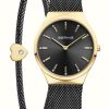 Women'S Bering | Bering Women'S Classic Black And Polished Gold Watch And Bracelet Set