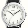 Women'S Timex | Timex Women'S Easy Reader White Dial Black Leather Strap