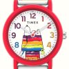 Women'S Timex | Timex Peanuts X Color Rush Snoopy Rainbow Dog House Rainbow Silicone Strap