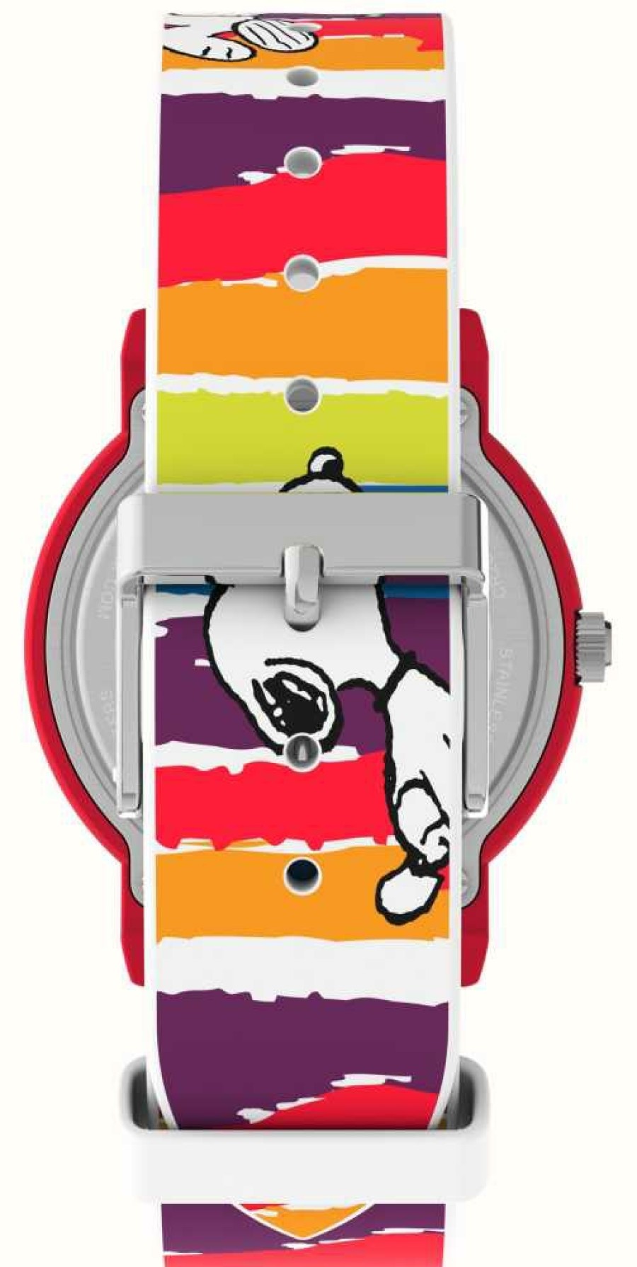 Women'S Timex | Timex Peanuts X Color Rush Snoopy Rainbow Dog House Rainbow Silicone Strap