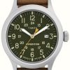 Men'S Timex | Timex Men'S Expedition Scout Green Dial Brown Leather Strap