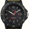 Men'S Timex | Timex Men'S Gallatin Solar Black Dial Green Nylon Strap