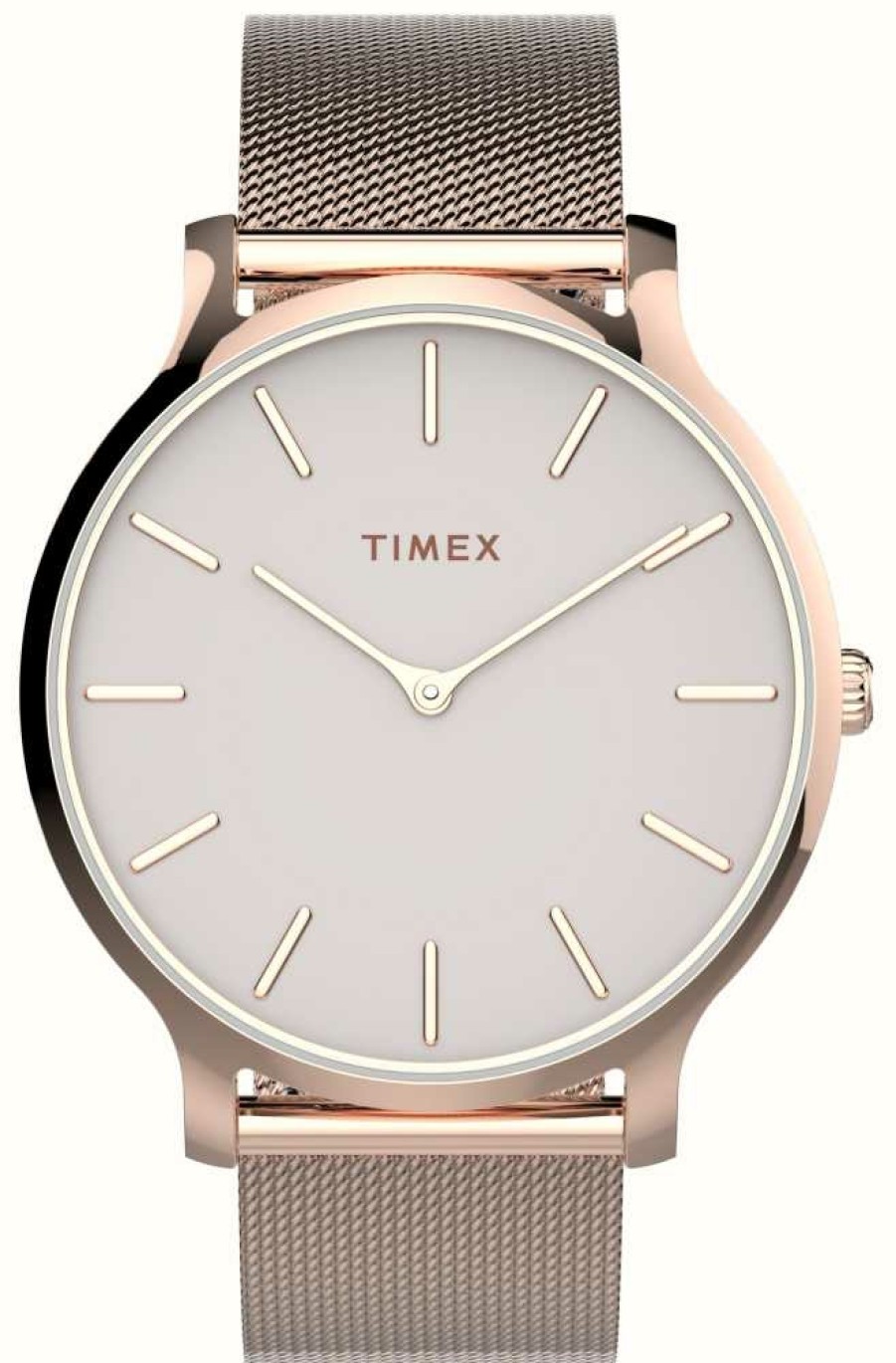 Women'S Timex | Timex Women'S Transcend (38Mm) Light Pink Dial / Rose Gold-Tone Stainless Steel Bracelet