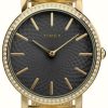 Women'S Timex | Timex Womens Transcend Black Dial / Gold-Tone Steel Mesh Bracelet