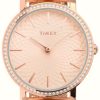 Women'S Timex | Timex Women'S Transcend Pink Dial / Rose Gold-Tone Steel Mesh Bracelet