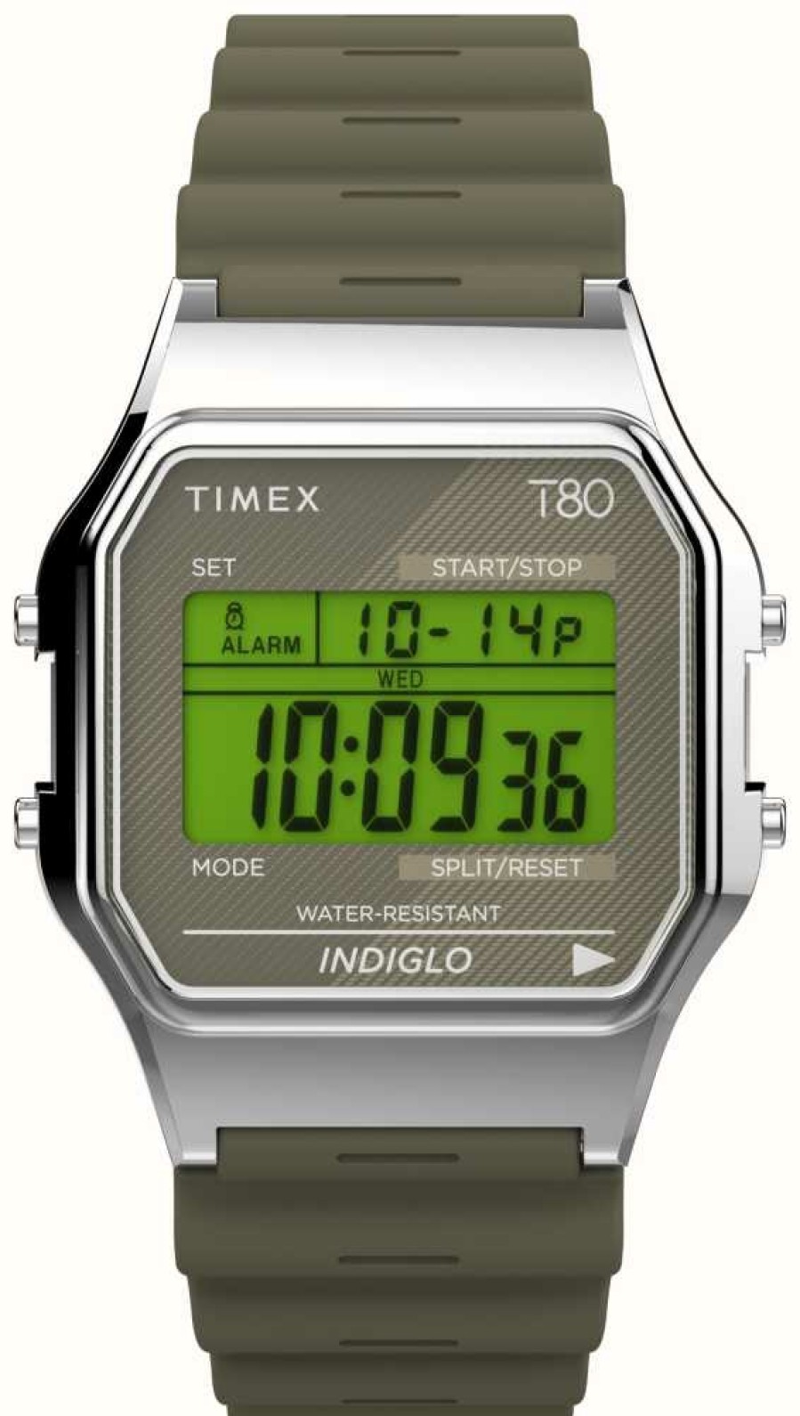 Men'S Timex | Timex 80 Green Digital Display / Green Resin Strap