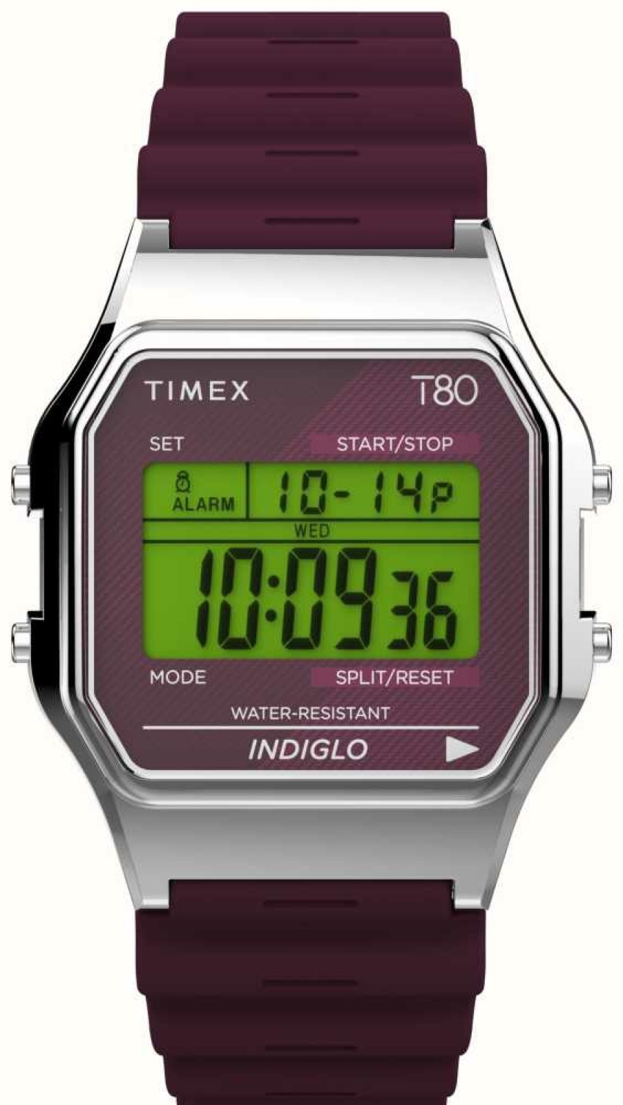 Women'S Timex | Timex 80 Burgundy Digital Display / Burgundy Resin Strap