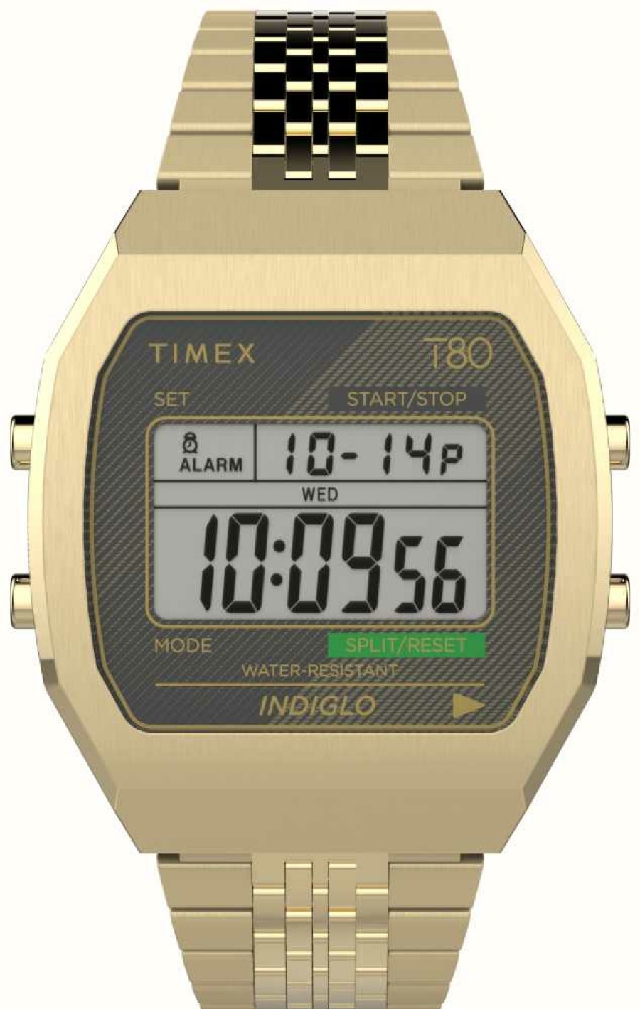 Women'S Timex | Timex T80 Digital Display Gold-Tone Stainless Steel Bracelet