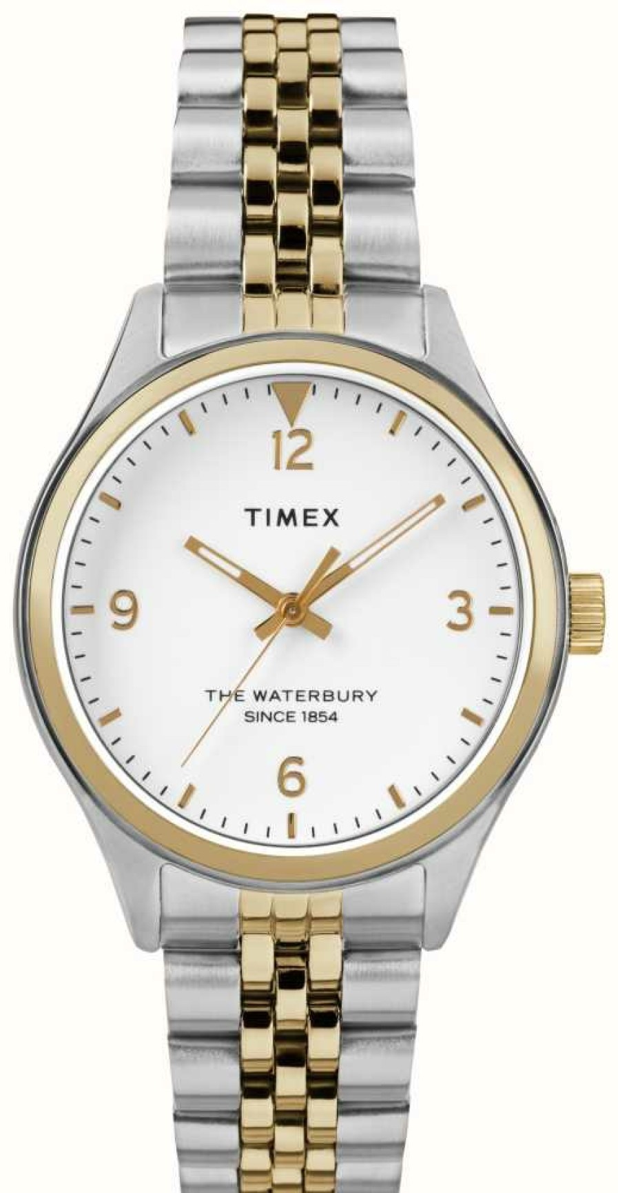 Women'S Timex | Timex Women'S Waterbury White Dial / Two-Tone Stainless Steel Bracelet