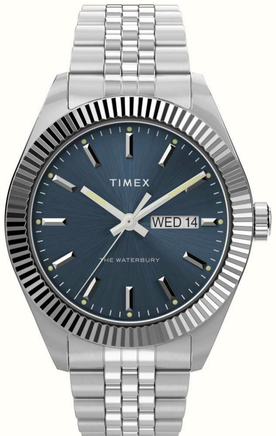 Men'S Timex | Timex Men'S Waterbury (41Mm) Blue Dial / Stainless Steel Bracelet