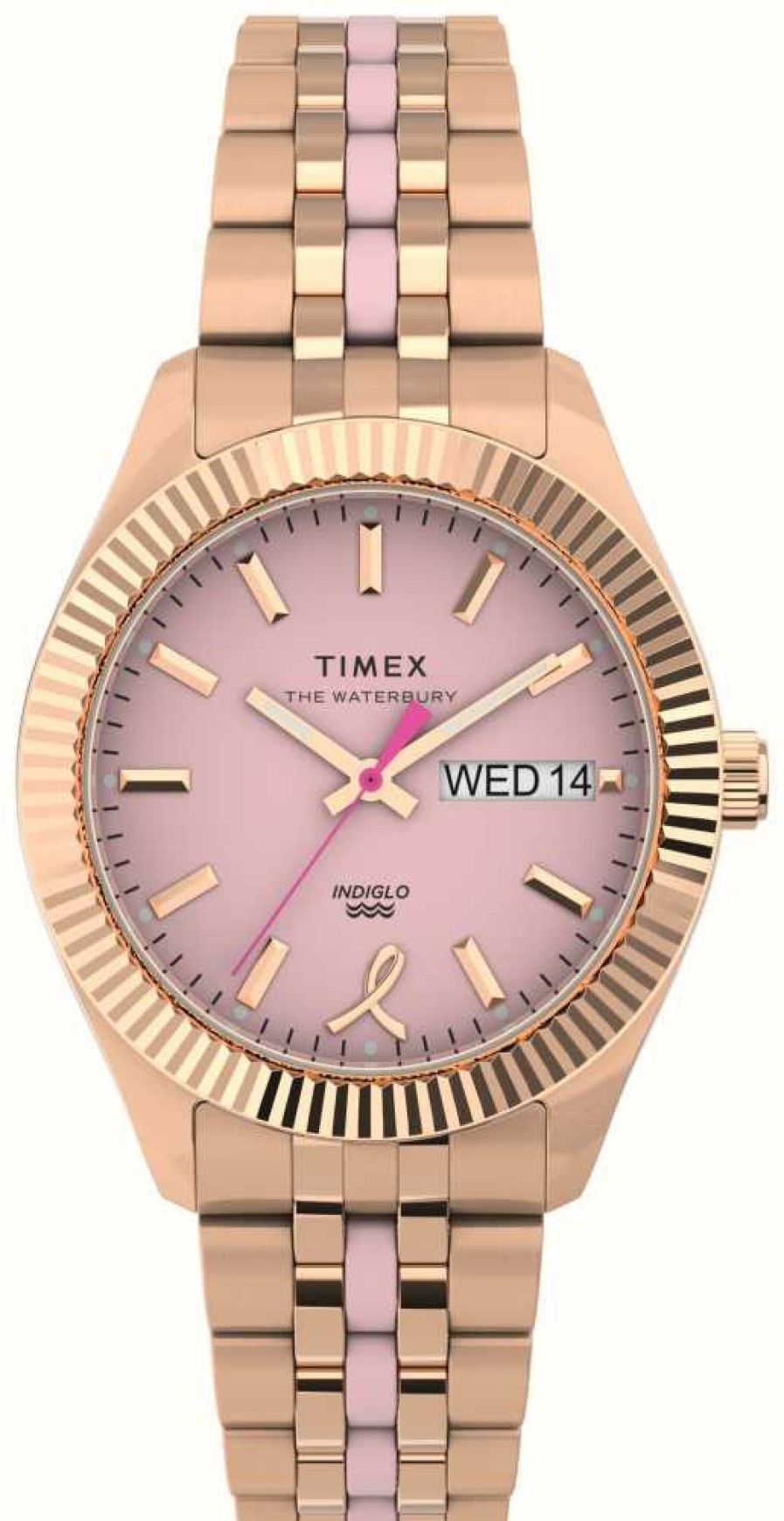 Women'S Timex | Timex Women'S Waterbury Legacy X Bcrf Pink Dial / Rose Gold-Tone Stainless Steel Bracelet