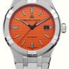 Men'S Maurice Lacroix | Maurice Lacroix Aikon Automatic Limited Summer Edition (42Mm) Orange Dial / Stainless Steel & Orange Rubber Set