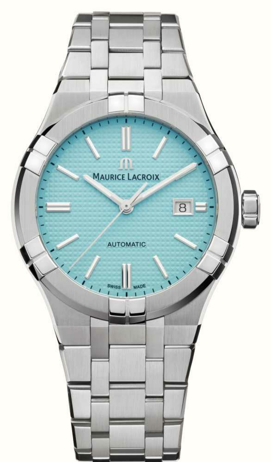 Men'S Maurice Lacroix | Maurice Lacroix Aikon Automatic Limited Summer Edition (42Mm) Blue Dial / Stainless Steel & Blue Rubber Set