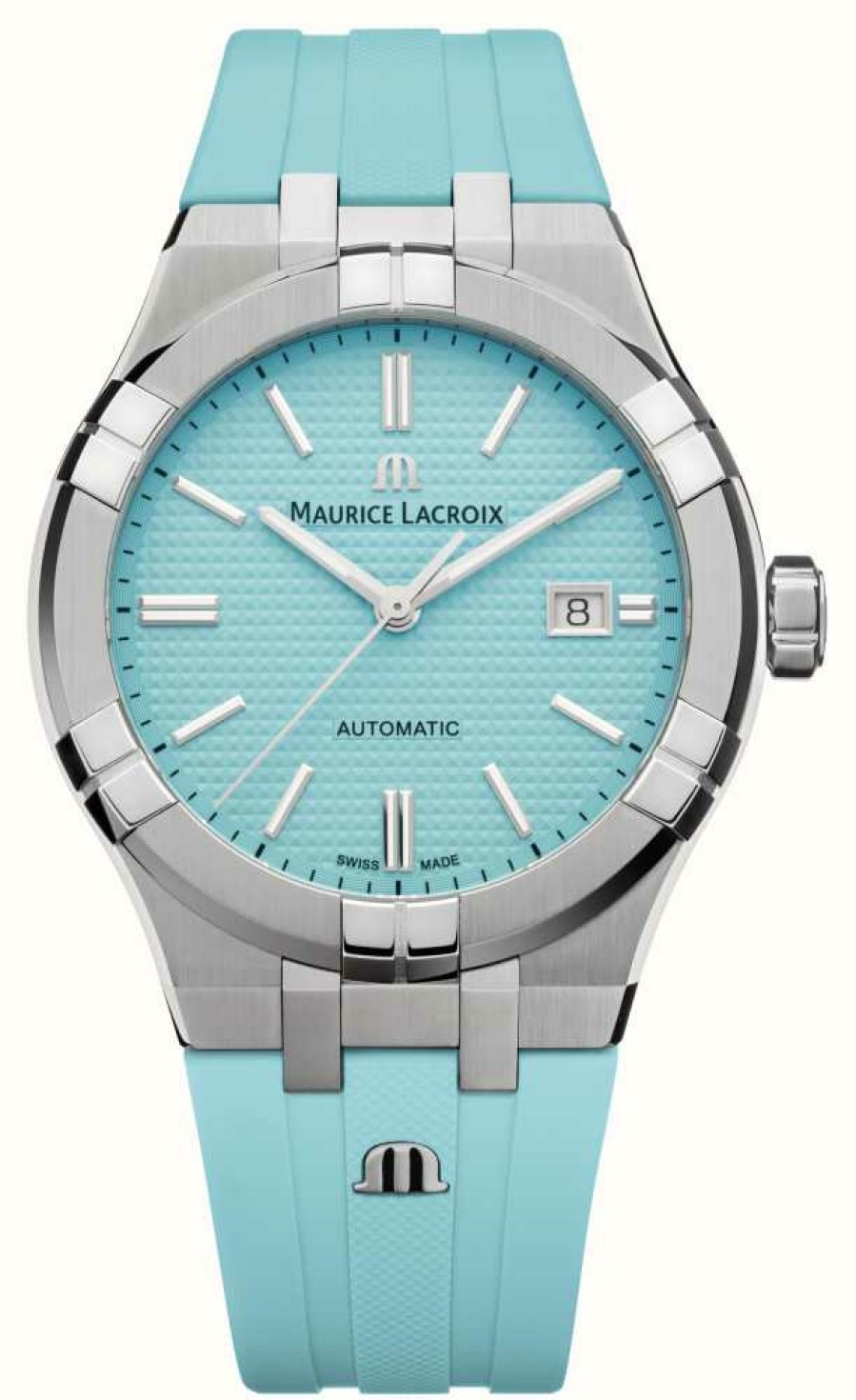 Men'S Maurice Lacroix | Maurice Lacroix Aikon Automatic Limited Summer Edition (42Mm) Blue Dial / Stainless Steel & Blue Rubber Set