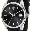 Men'S Maserati | Maserati Men'S Attrazione (43Mm) Black Dial / Black Silicone Strap