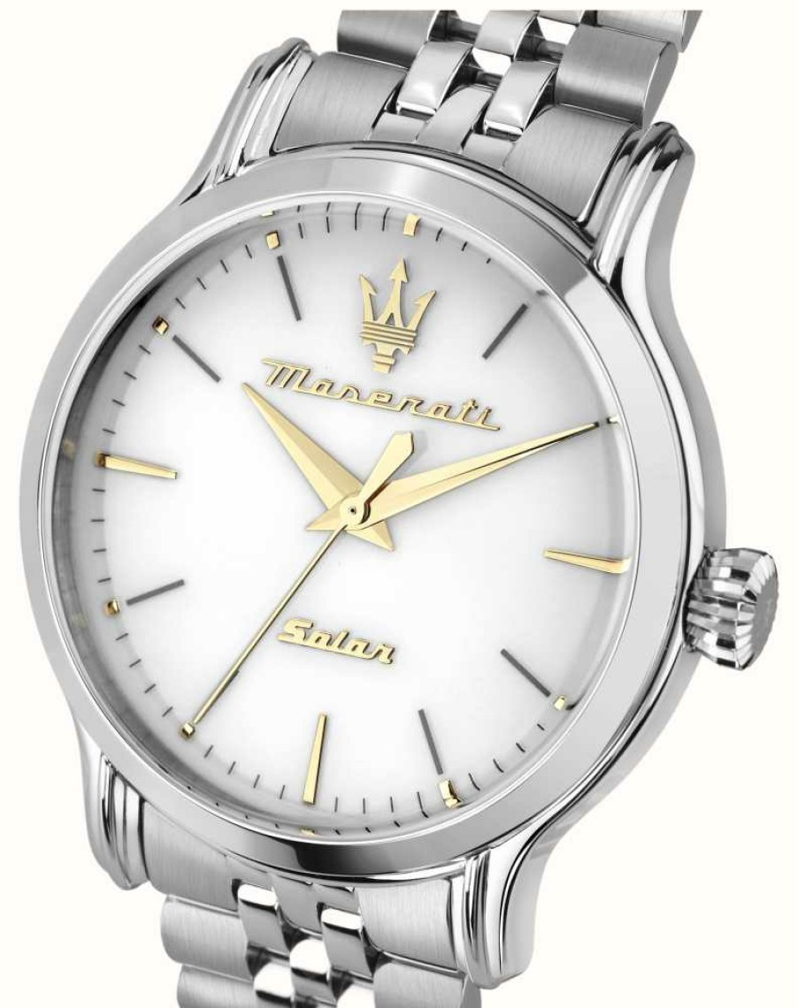 Women'S Maserati | Maserati Women'S Epoca Solar (34Mm) White Dial / Stainless Steel Bracelet