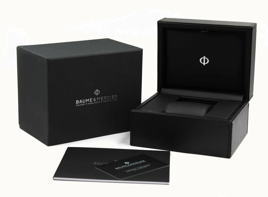 Men'S Baume & Mercier | Baume & Mercier Men'S Riviera Automatic (39Mm) Black Dial / Stainless Steel Bracelet