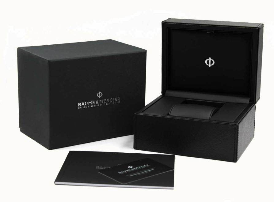 Men'S Baume & Mercier | Baume & Mercier Men'S Riviera Automatic (39Mm) Black Dial / Grey Rubber Strap