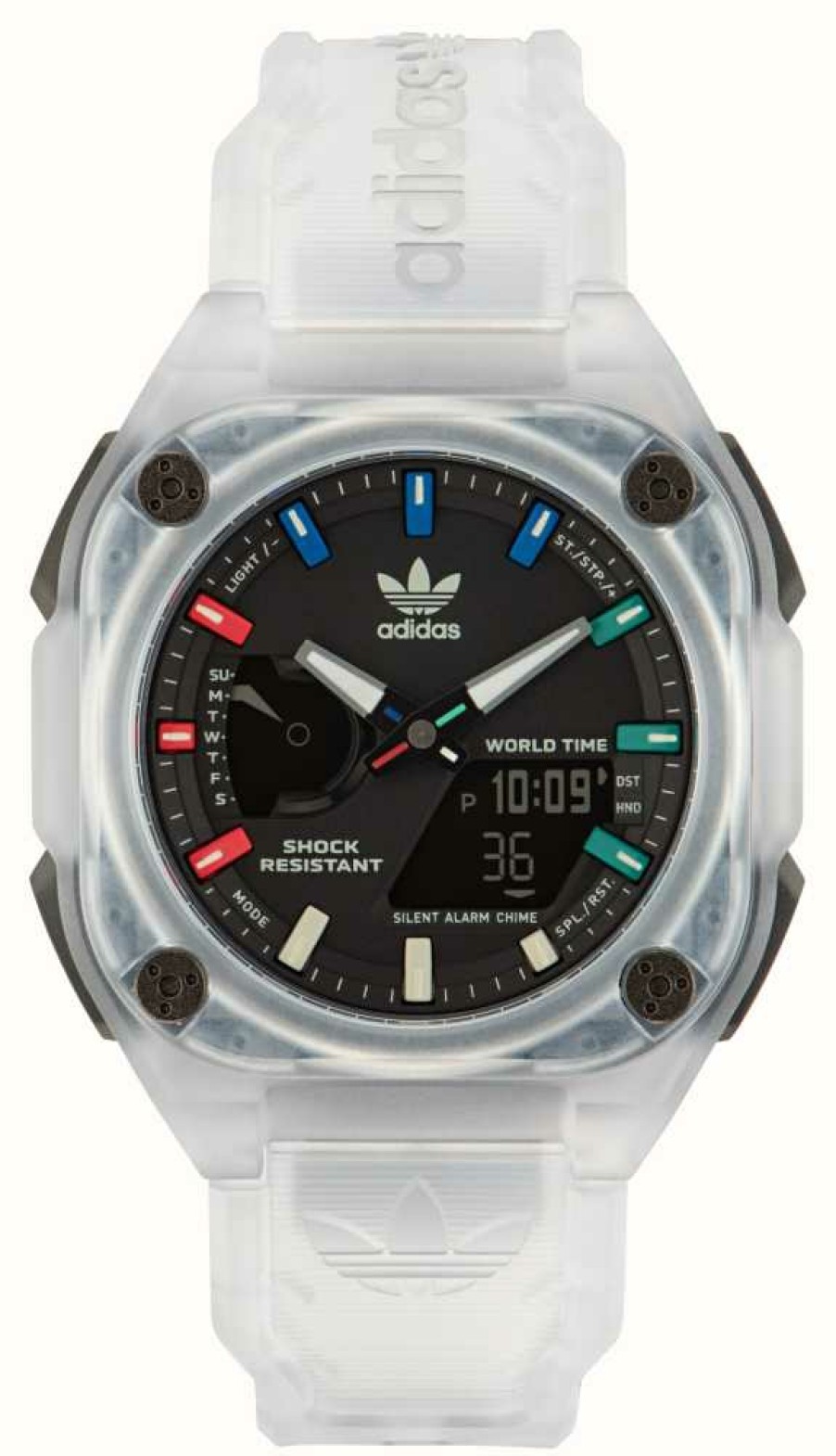 Women'S Adidas | Adidas City Tech One Black Dial Translucent Resin Strap