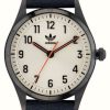 Women'S Adidas | Adidas Code Four White Dial Black Cotton Leather Strap