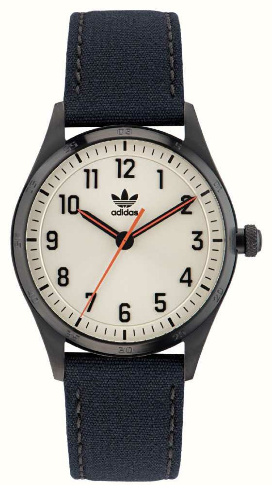 Women'S Adidas | Adidas Code Four White Dial Black Cotton Leather Strap