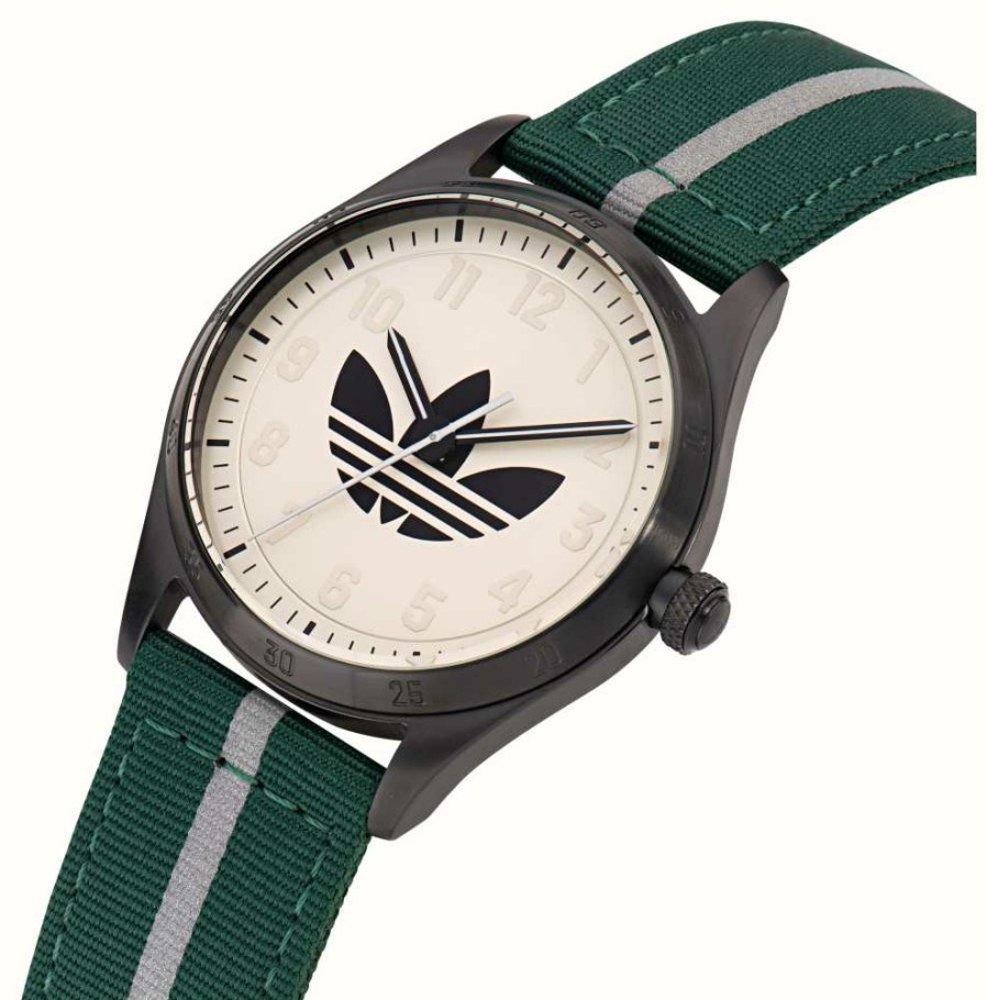 Women'S Adidas | Adidas Code Four White Dial Green Fabric Strap