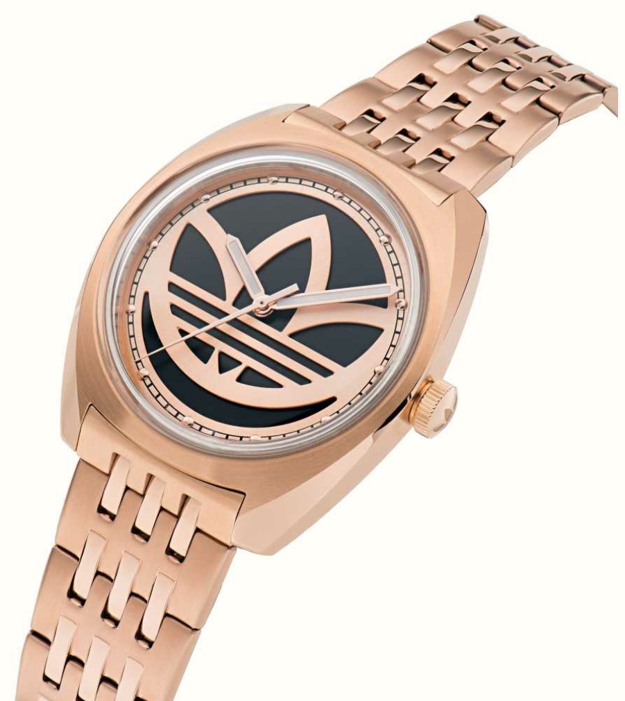 Women'S Adidas | Adidas Edition One Black Dial Rose Gold-Tone Stainless Steel Bracelet