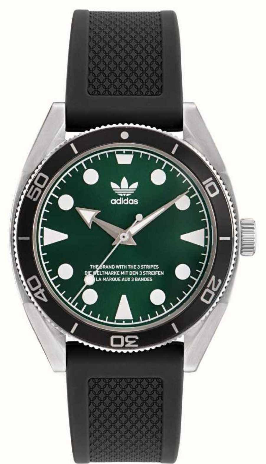 Women'S Adidas | Adidas Edition Two Green Dial Black Silicone Strap