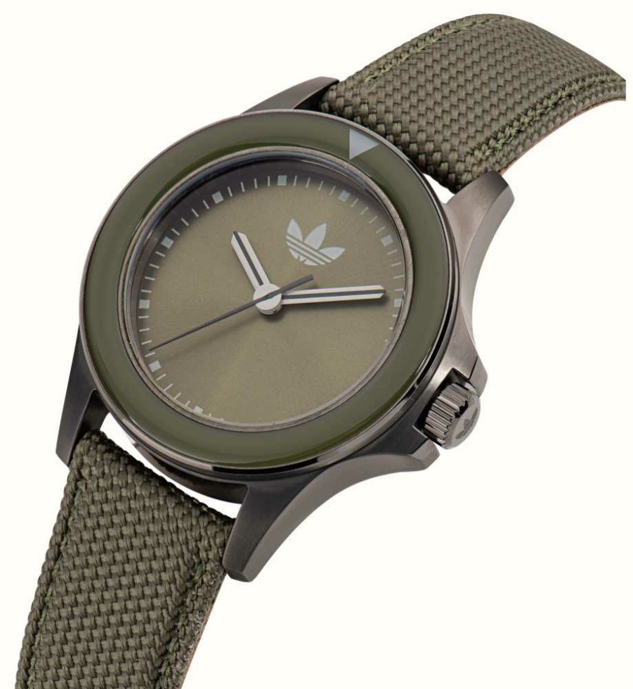 Women'S Adidas | Adidas Expression One Green Dial Green Nylon Fabric Strap