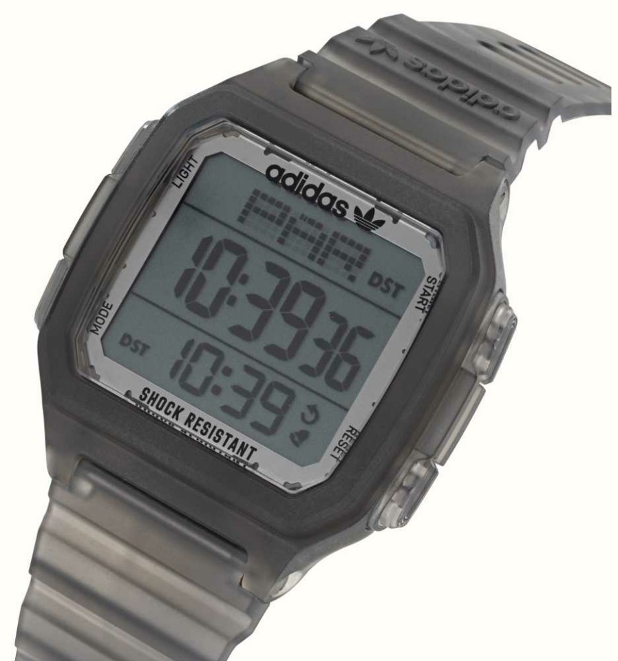 Women'S Adidas | Adidas Digital One Gmt Digital Dial Translucent Grey Resin Strap