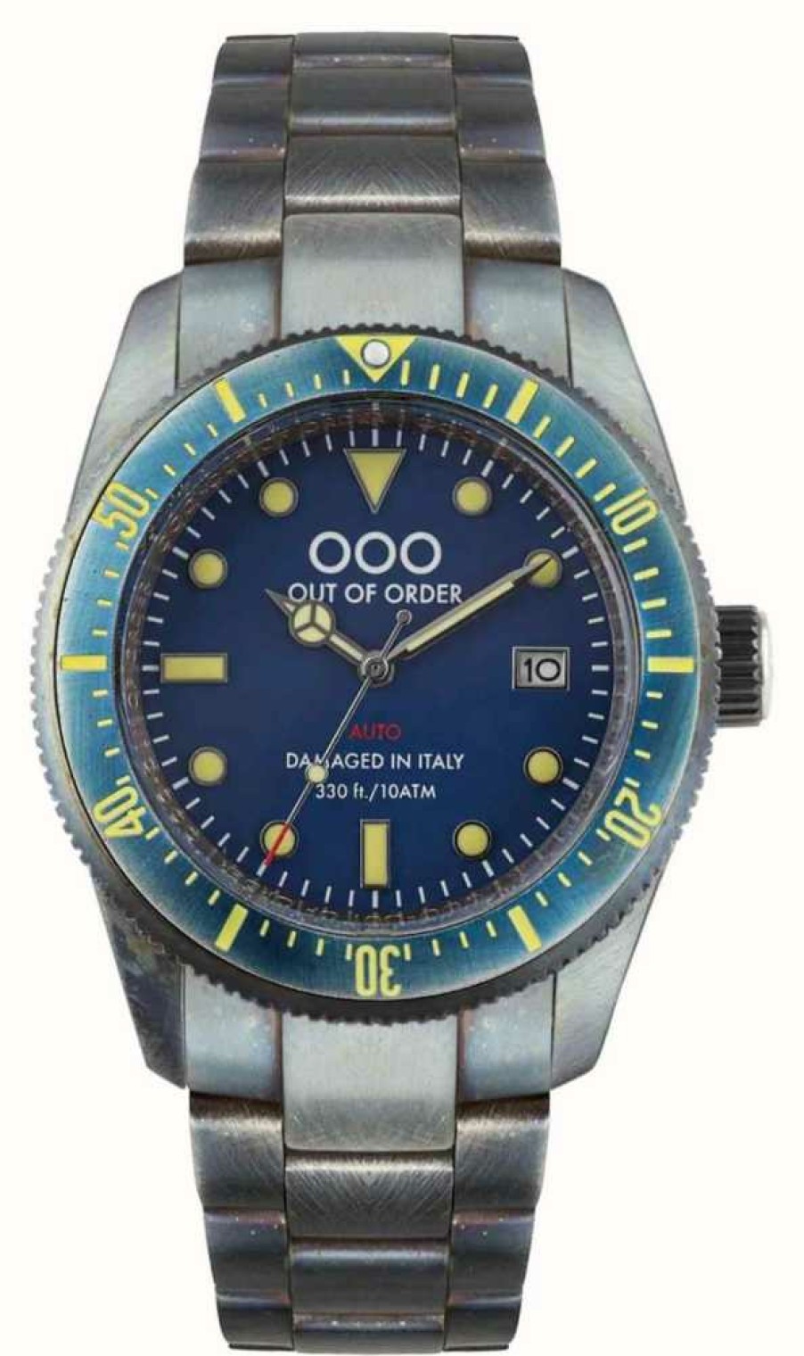 Men'S Out Of Order | Out Of Order Blue Auto 2.0 (44Mm) Blue Dial / Aged Stainless Steel