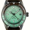 Men'S Out Of Order | Out Of Order After Eight Automatic Gmt (40Mm) Mint Green Dial / Chocolate Brown Leather