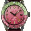 Men'S Out Of Order | Out Of Order Cosmopolitan Automatic Gmt (40Mm) Pink Dial / Coral Red Leather