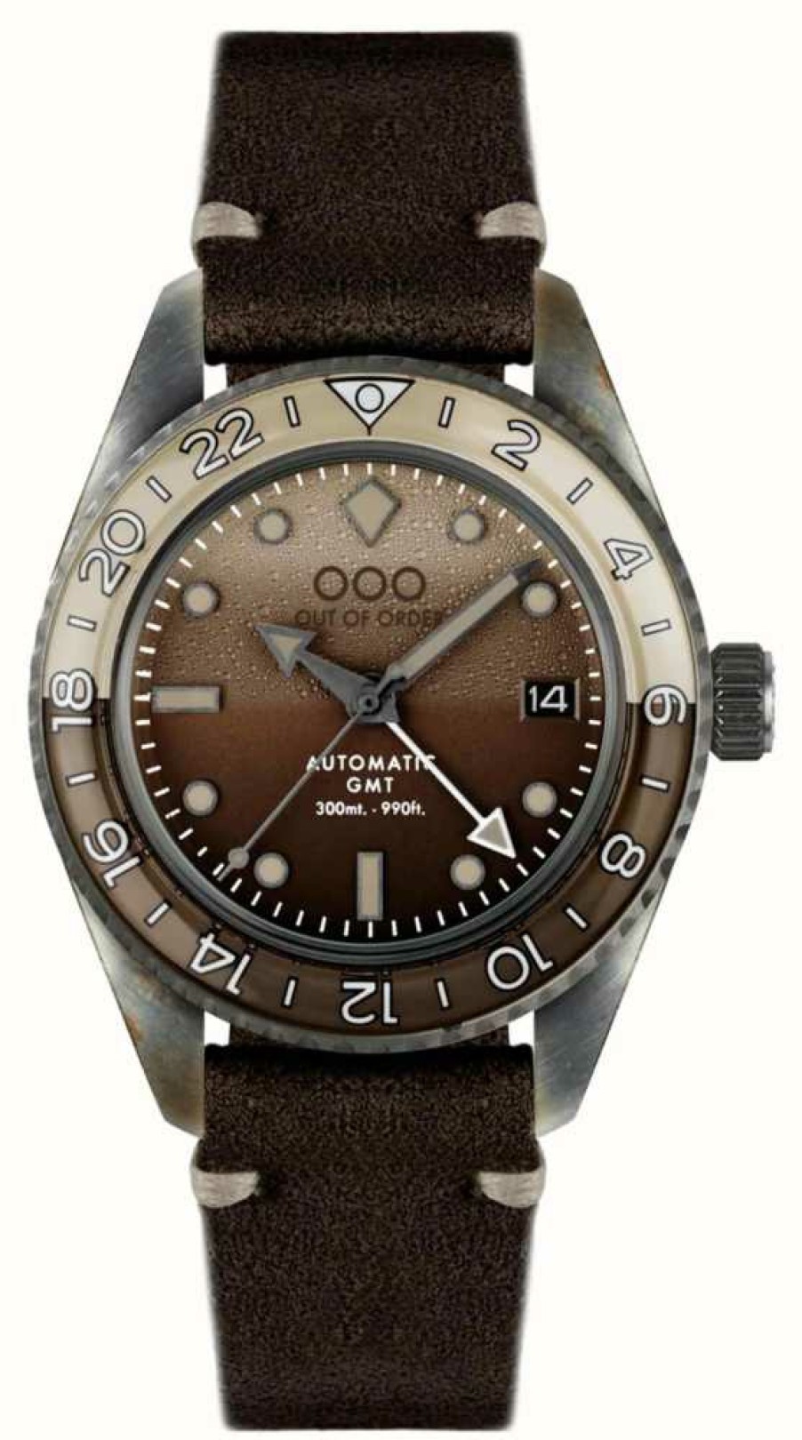 Men'S Out Of Order | Out Of Order Irish Coffee Automatic Gmt (40Mm) Brown Dial / Dark Brown Leather