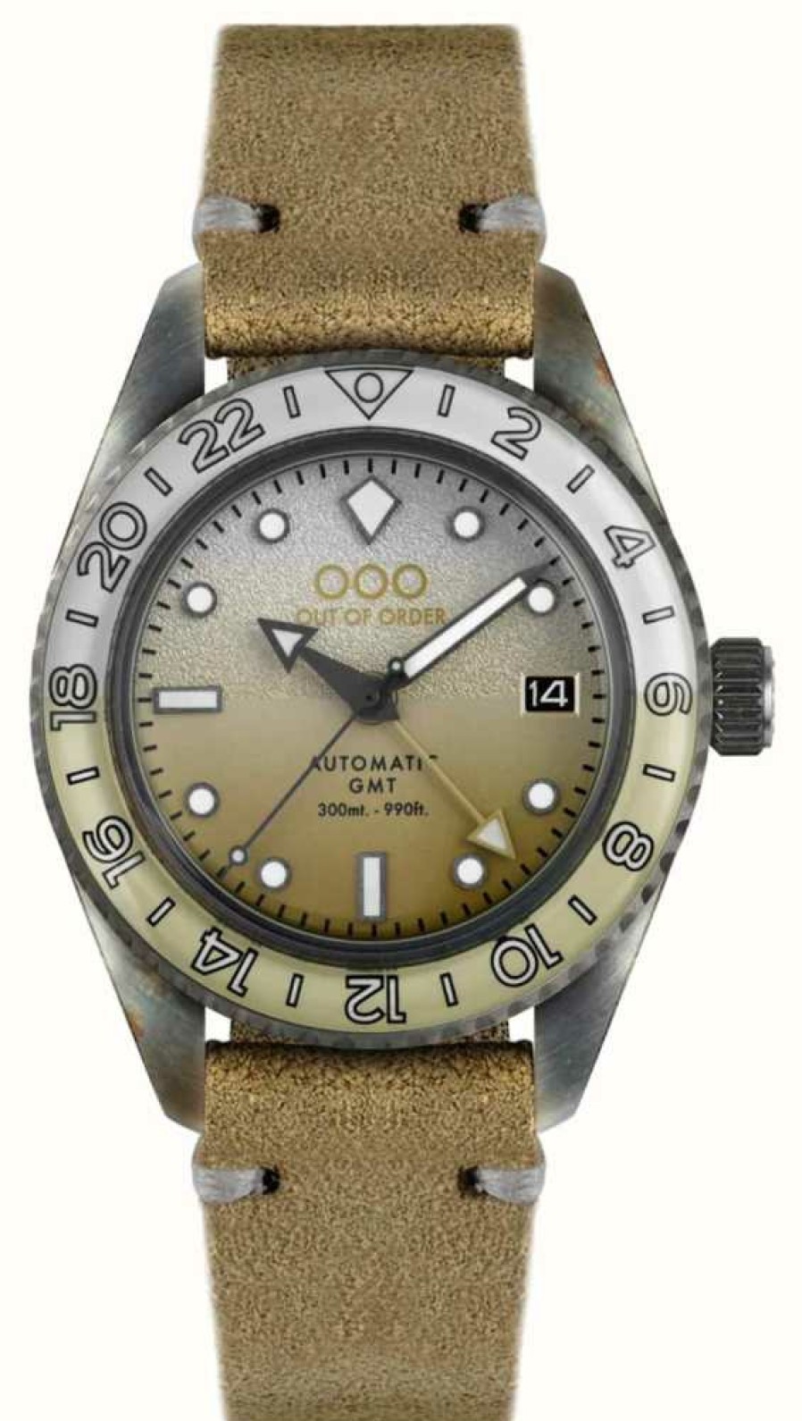 Men'S Out Of Order | Out Of Order Margarita Automatic Gmt (40Mm) Ocher Dial / Light Brown Leather