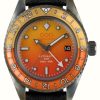 Men'S Out Of Order | Out Of Order Sex On The Beach Automatic Gmt (40Mm) Orange Dial / Black Leather