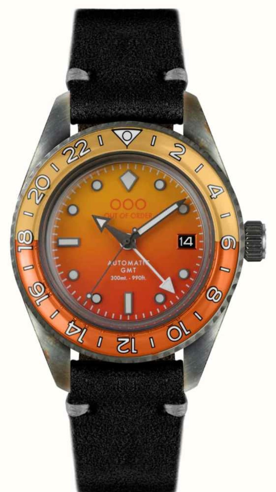 Men'S Out Of Order | Out Of Order Sex On The Beach Automatic Gmt (40Mm) Orange Dial / Black Leather