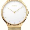 Women'S Bering | Bering Ultra Slim White Dial / Gold Steel Mesh Bracelet