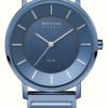 Women'S Bering | Bering Women'S Solar Blue Dial / Blue Ceramic And Stainless Steel Bracelet