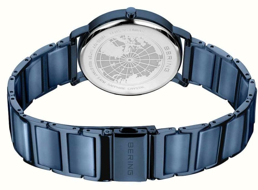 Women'S Bering | Bering Women'S Solar Blue Dial / Blue Ceramic And Stainless Steel Bracelet