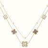 Jewelry Radley Jewellery | Radley Jewellery Gold Plated Purple Crystal Mother-Of-Pearl Double Chain Necklace