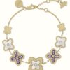 Jewelry Radley Jewellery | Radley Jewellery Gold Plated Purple Crystal Mother-Of-Pearl Flower Motif Bracelet