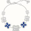 Jewelry Radley Jewellery | Radley Jewellery Silver Plated Blue Crystal Mother-Of-Pearl Flower Motif Bracelet