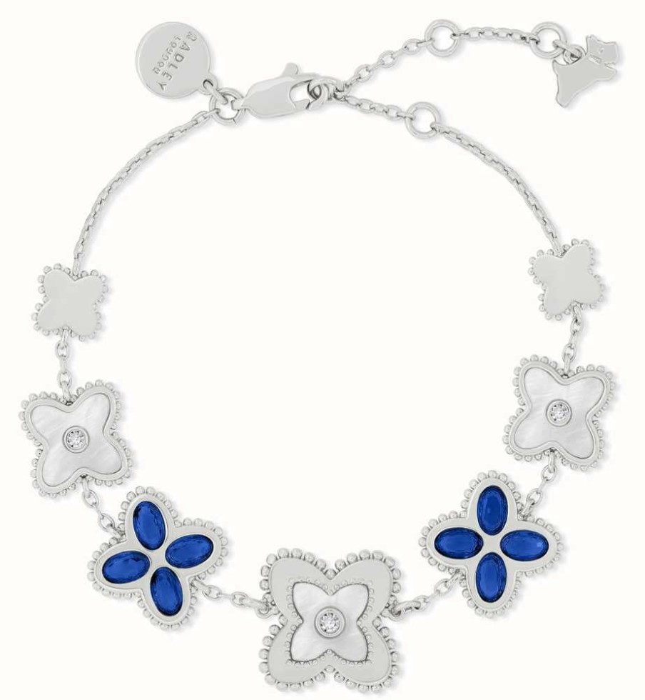 Jewelry Radley Jewellery | Radley Jewellery Silver Plated Blue Crystal Mother-Of-Pearl Flower Motif Bracelet