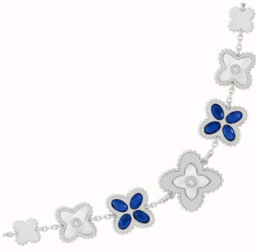 Jewelry Radley Jewellery | Radley Jewellery Silver Plated Blue Crystal Mother-Of-Pearl Flower Motif Bracelet