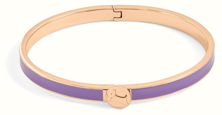 Jewelry Radley Jewellery | Radley Jewellery Rose Gold-Tone Purple Insert Logo Clasp Bangle