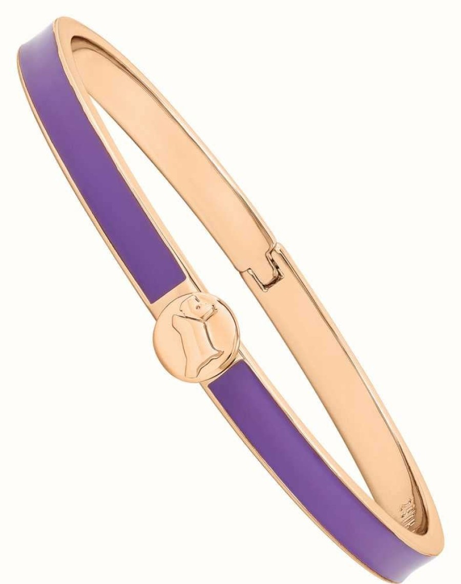 Jewelry Radley Jewellery | Radley Jewellery Rose Gold-Tone Purple Insert Logo Clasp Bangle