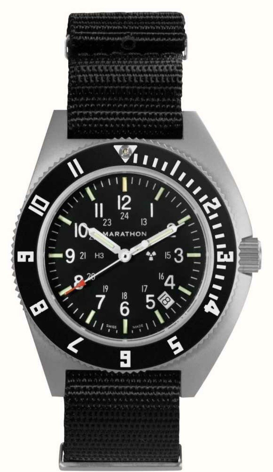 Men'S Marathon | Marathon 41Mm Ssnav-D Steel Navigator With Date | Defstan Nylon Strap