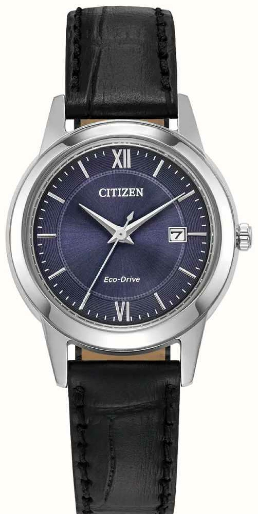 Women'S Citizen | Citizen Women'S Eco-Drive Blue Dial Black Leather Strap