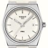 Men'S Tissot | Tissot Prx (40Mm) White Luminous Dial / White Rubber Strap